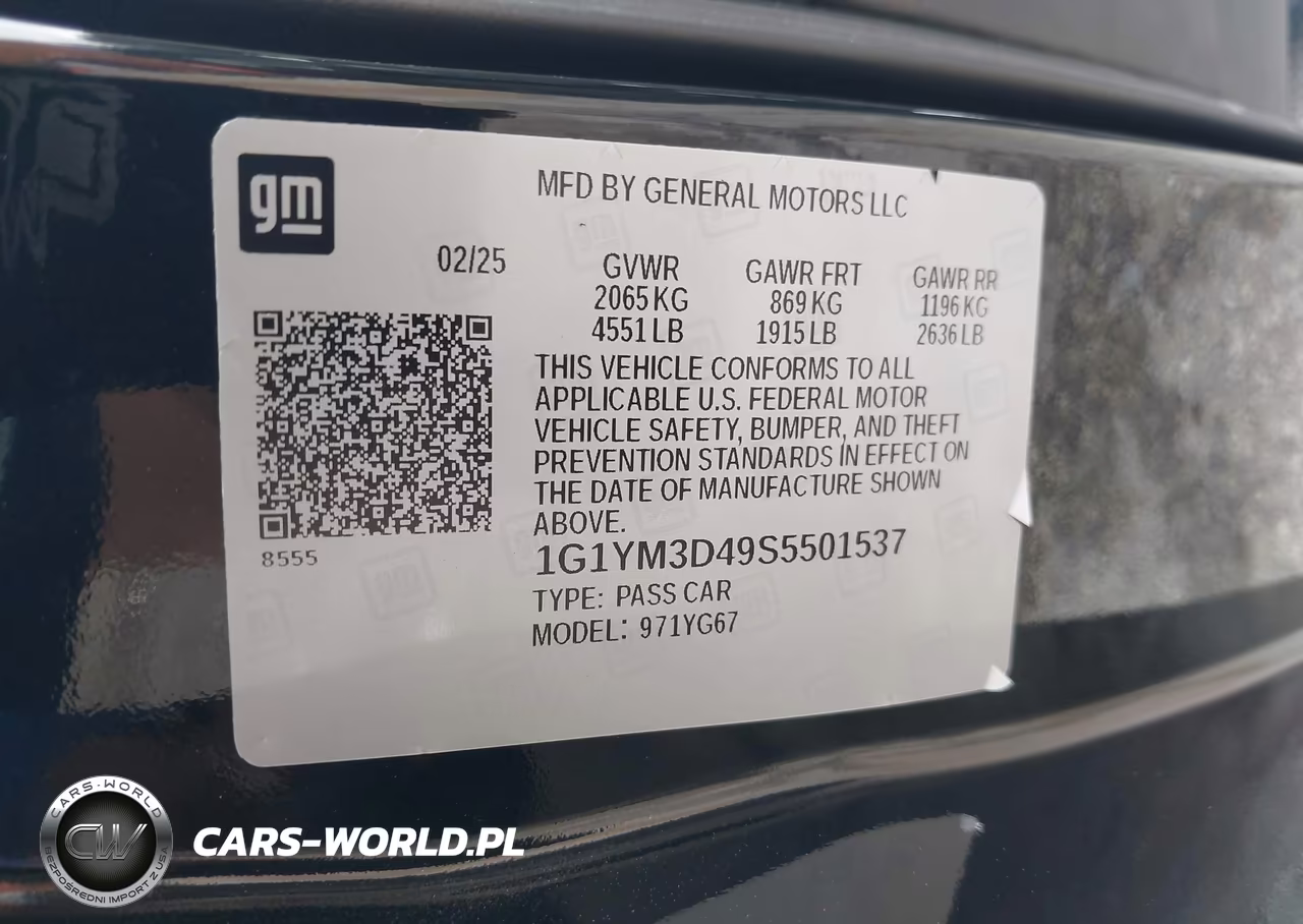 2025 Chevrolet Corvette E-Ray Rwd 3Lz VIN:1G1YM3D49S5501537 - 9