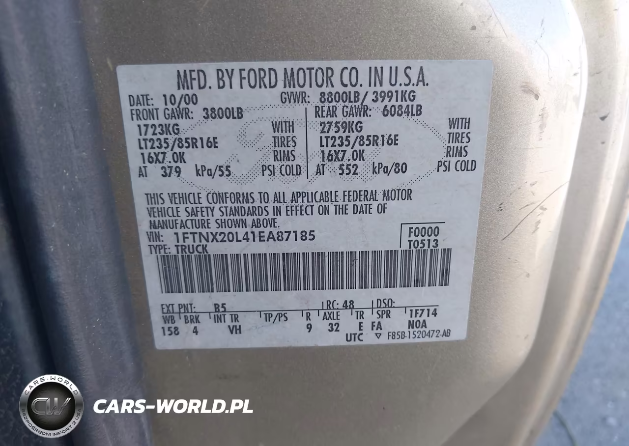 2001 Ford F-250 Lariat-Xl-Xlt VIN:1FTNX20L41EA87185 - 9