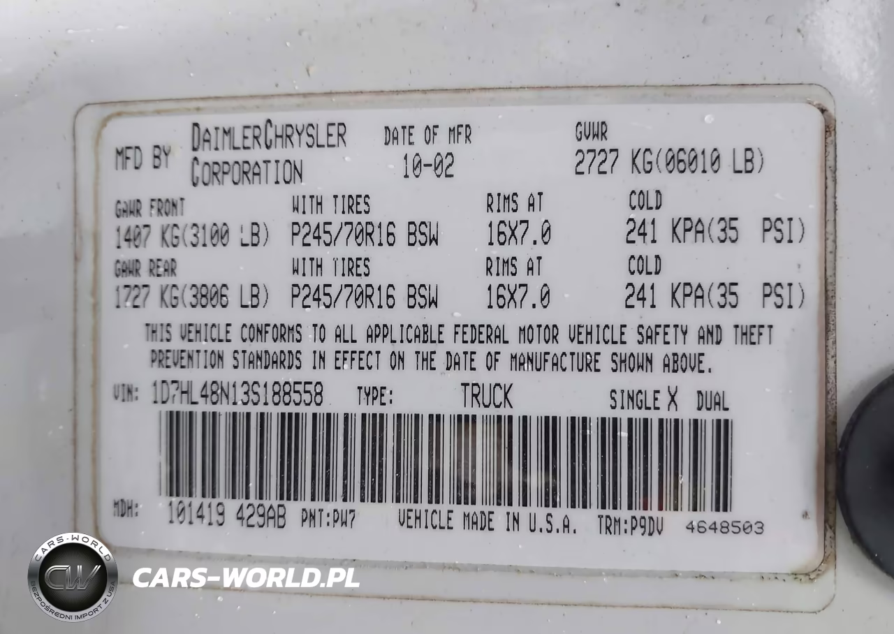 2003 Dodge Dakota Slt VIN:1D7HL48N13S188558 - 9
