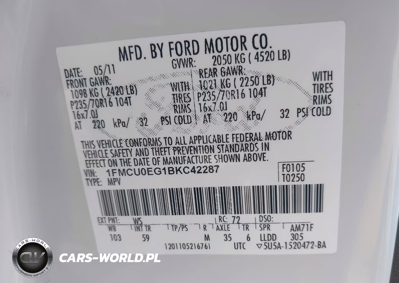 2011 Ford Escape Limited VIN:1FMCU0EG1BKC42287 - 9