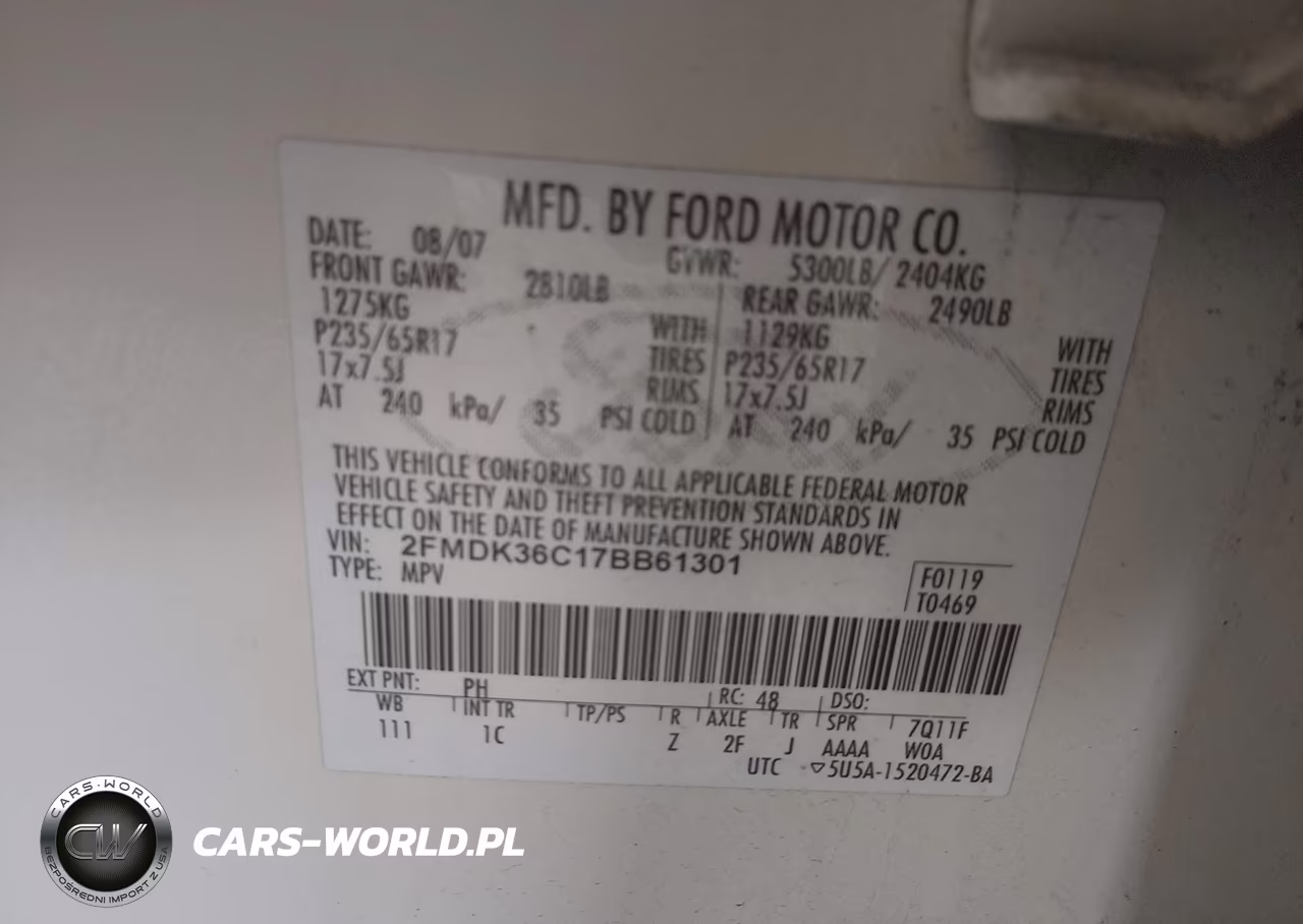 2007 Ford Edge Se VIN:2FMDK36C17BB61301 - 9