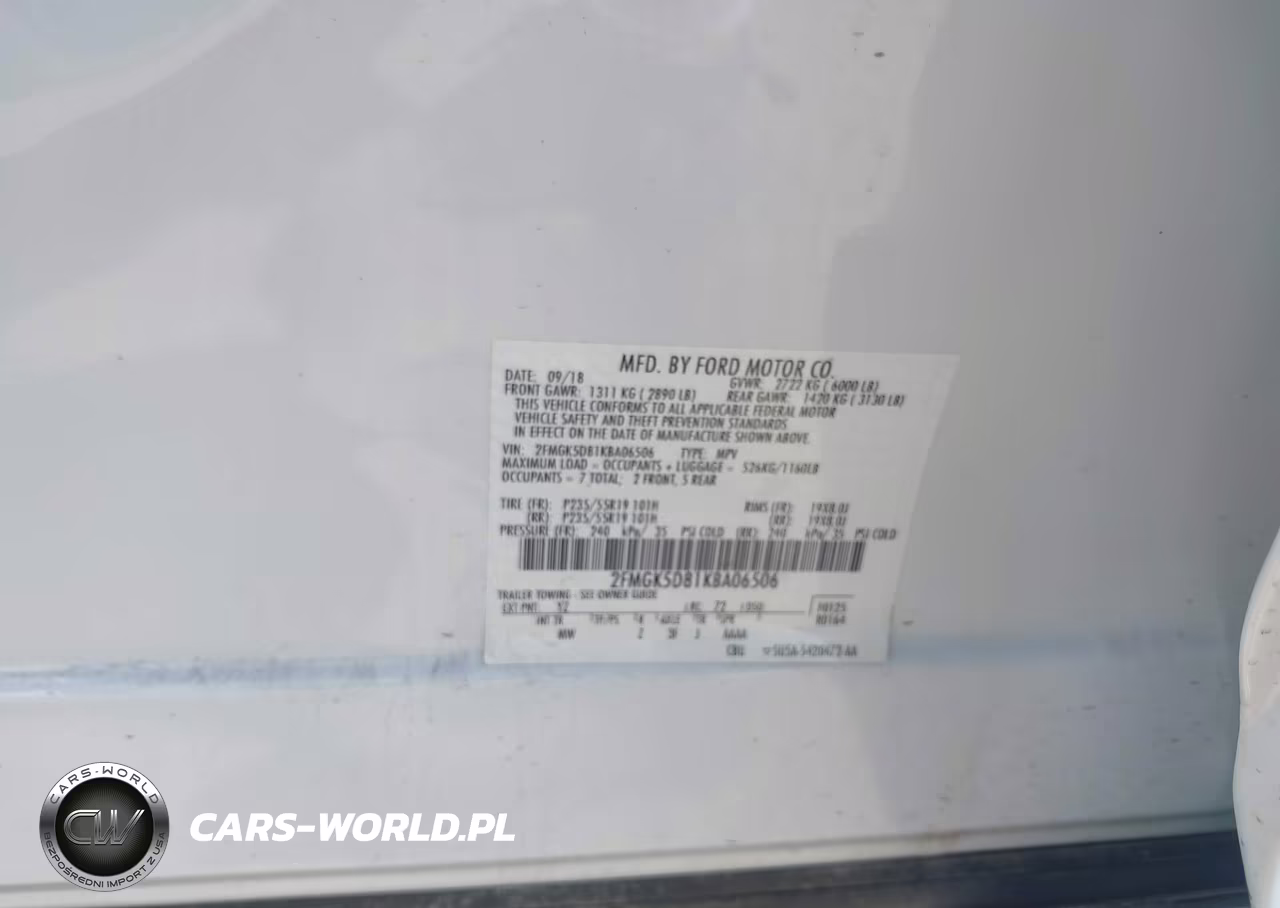 2019 Ford Flex Limited VIN:2FMGK5D81KBA06506 - 9