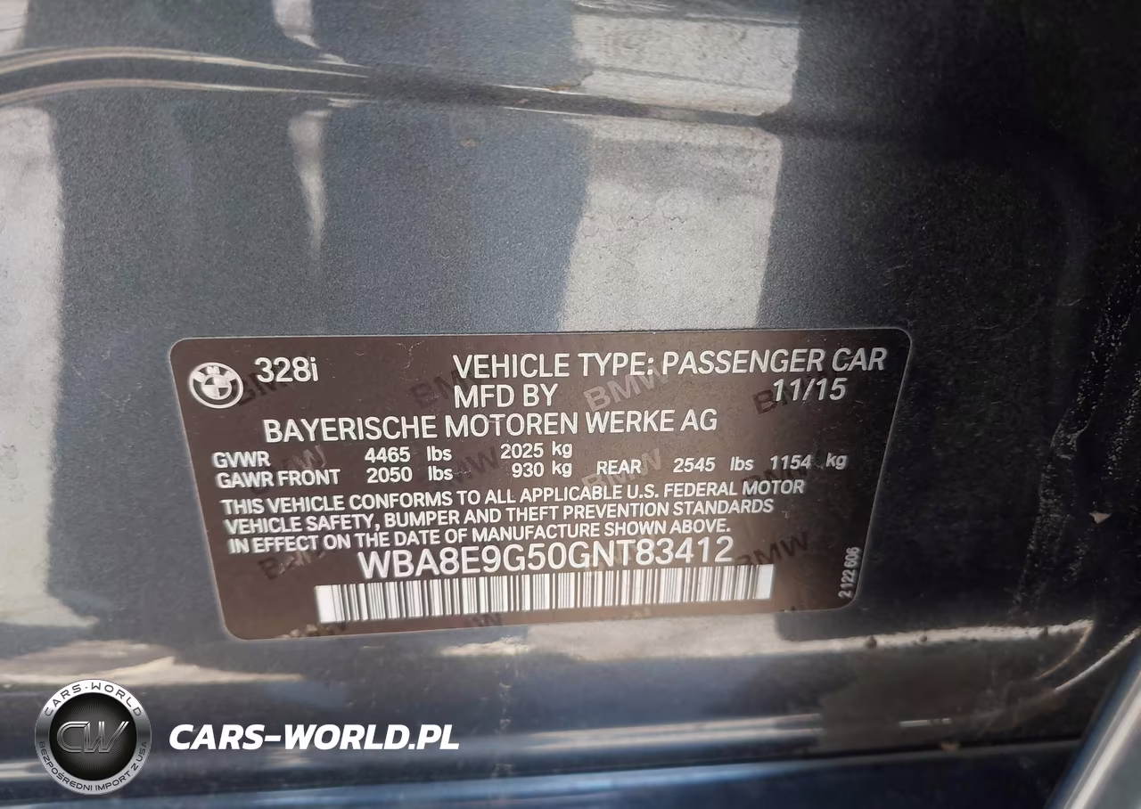2016 BMW 328I VIN:WBA8E9G50GNT83412 - 9