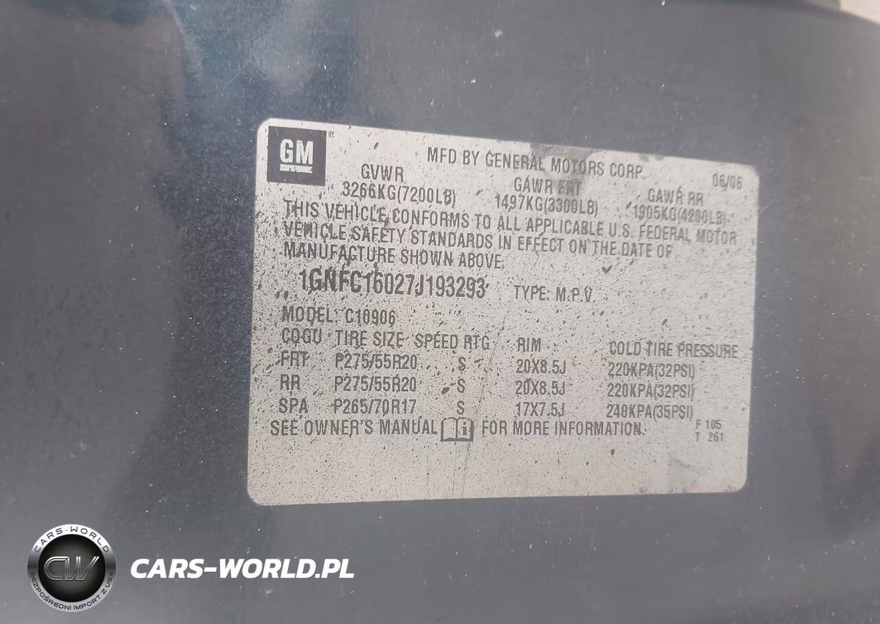 2007 Chevrolet Suburban 1500 Lt VIN:1GNFC16027J193293 - 9