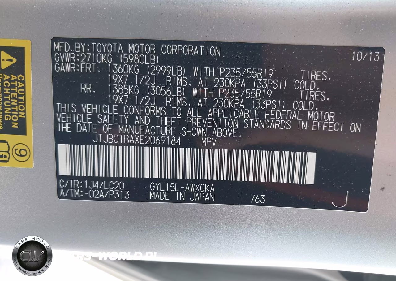 2014 Lexus Rx 450H VIN:JTJBC1BAXE2069184 - 9