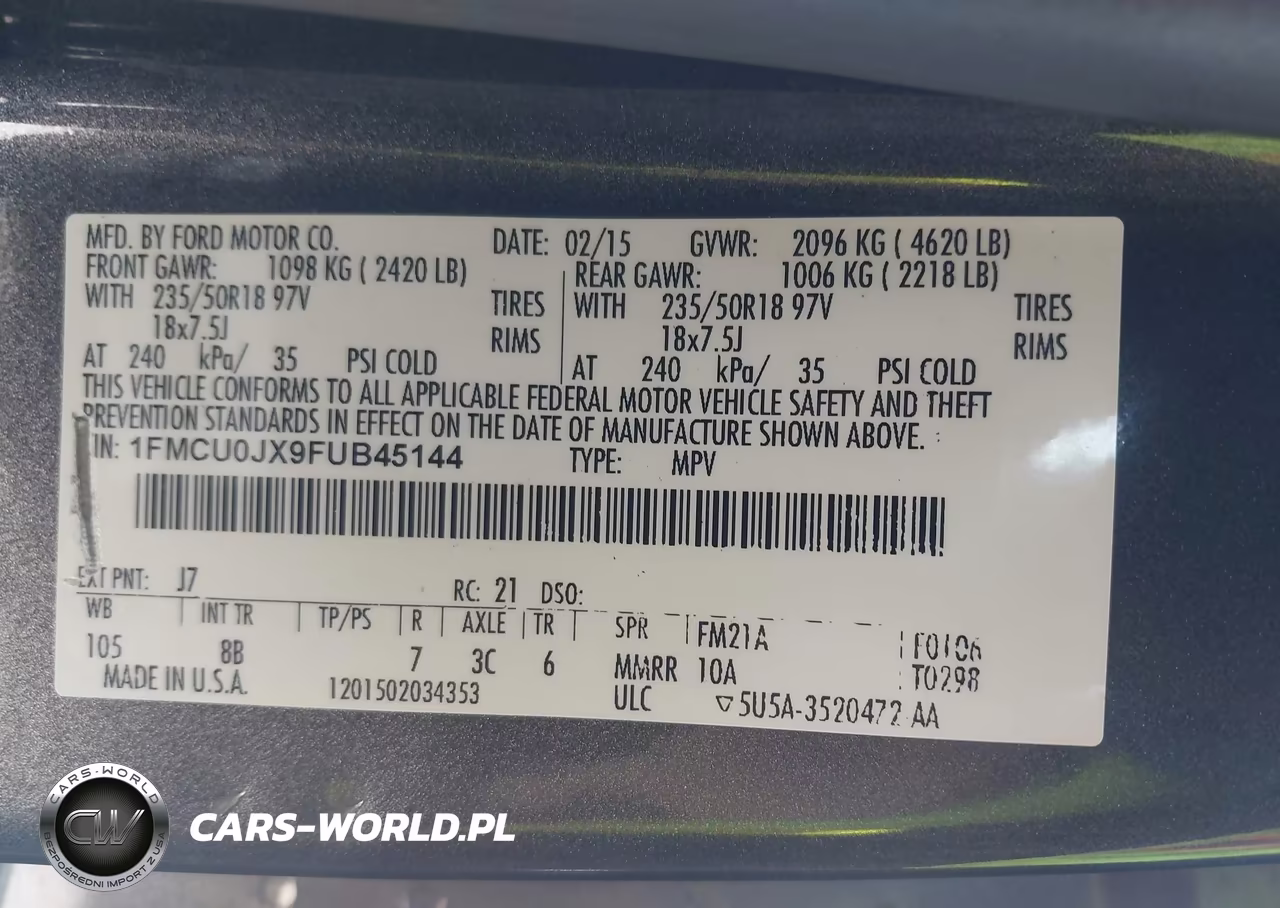 2015 Ford Escape Titanium VIN:1FMCU0JX9FUB45144 - 9