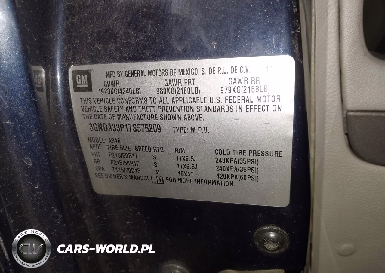 2007 Chevrolet Hhr Lt VIN:3GNDA33P17S575209 - 9