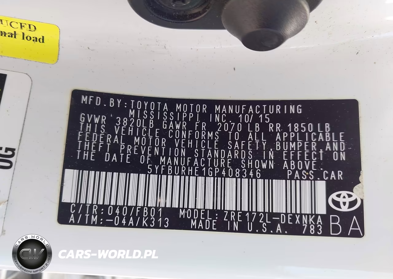 2016 Toyota Corolla Le VIN:5YFBURHE1GP408346 - 9