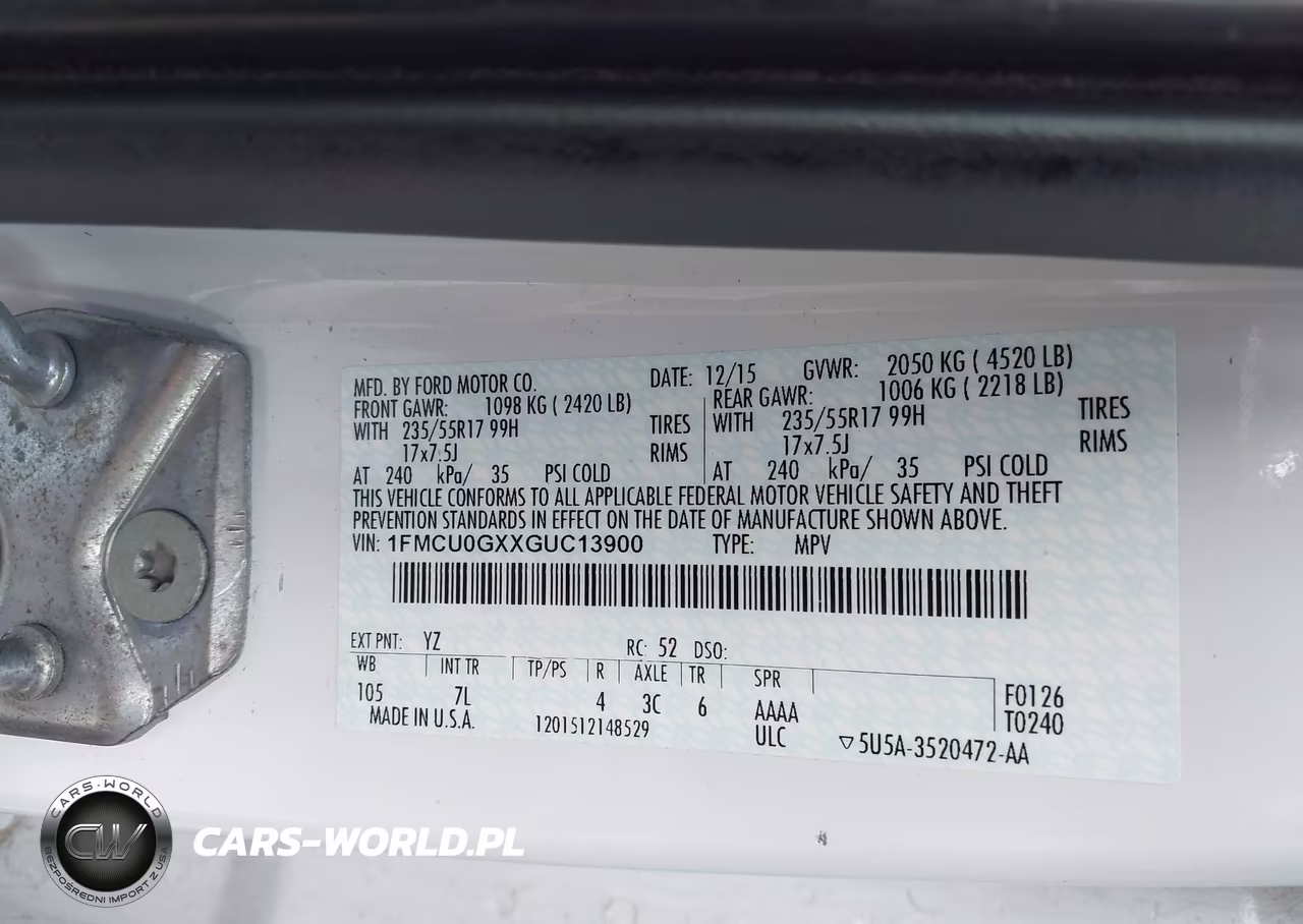 2016 Ford Escape Se VIN:1FMCU0GXXGUC13900 - 9