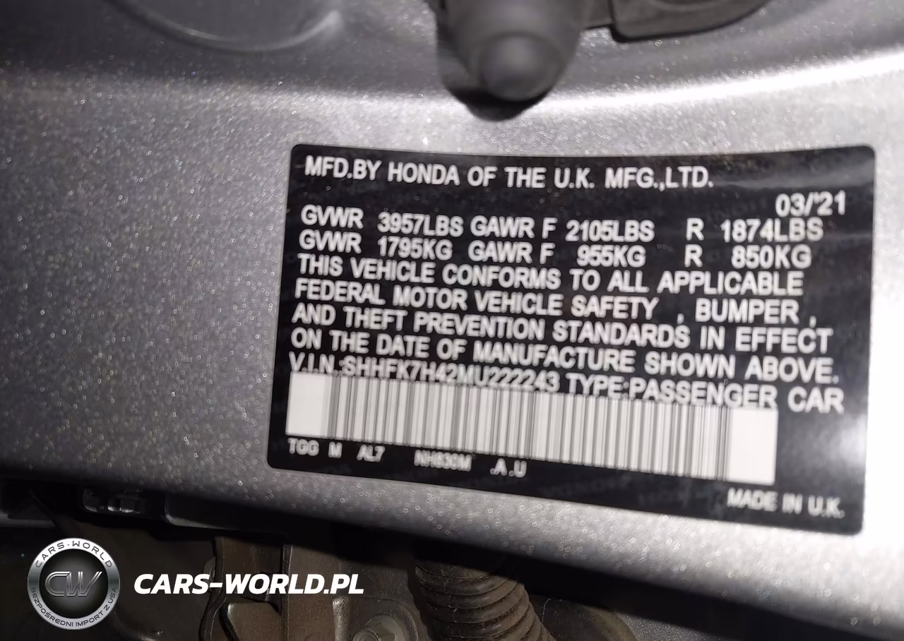 2021 Honda Civic Sport VIN:SHHFK7H42MU222243 - 9