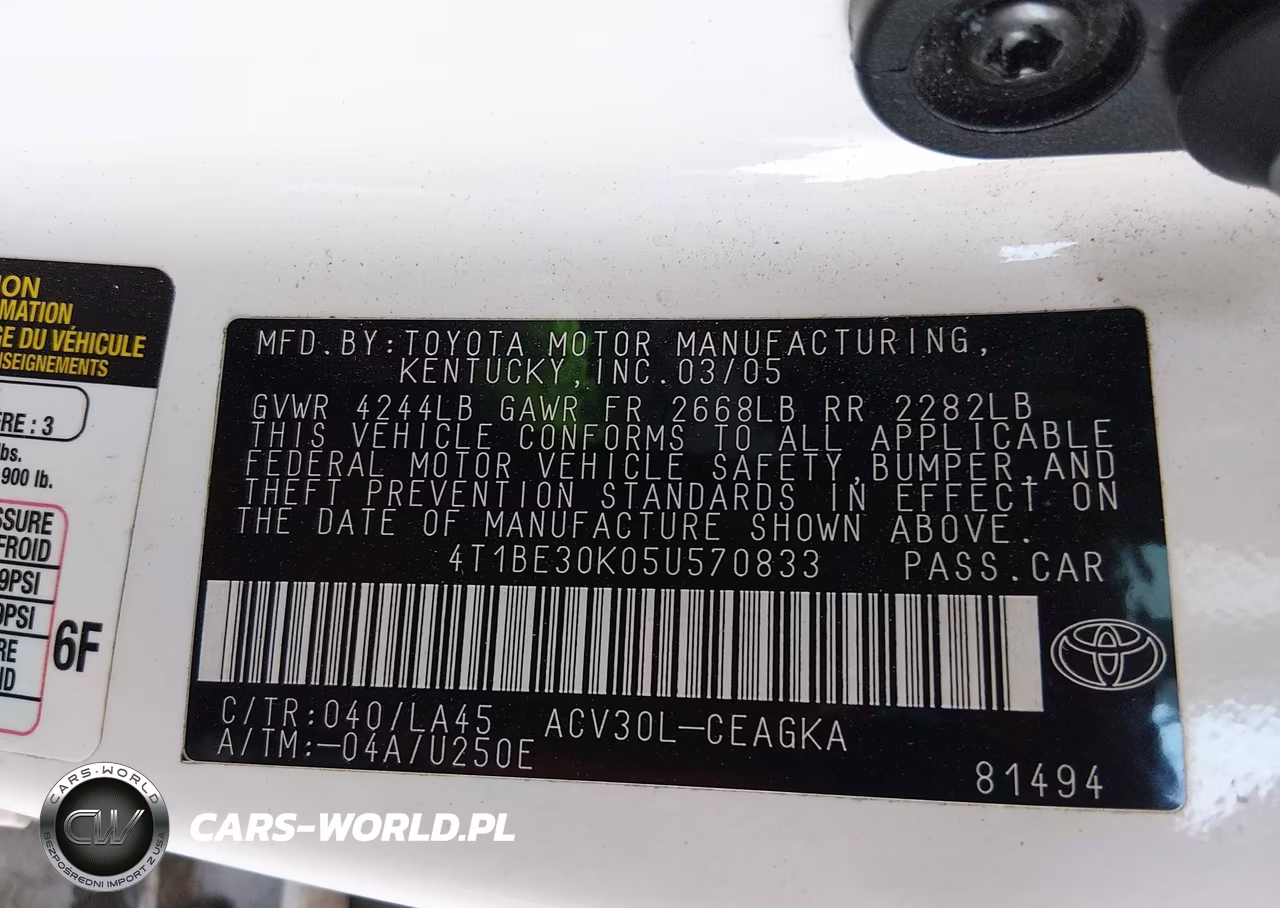 2005 Toyota Camry Xle VIN:4T1BE30K05U570833 - 9
