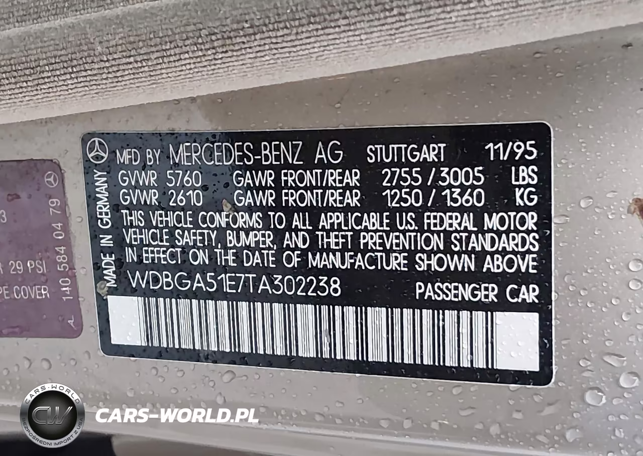 1996 Mercedes-Benz S 500 VIN:WDBGA51E7TA302238 - 9