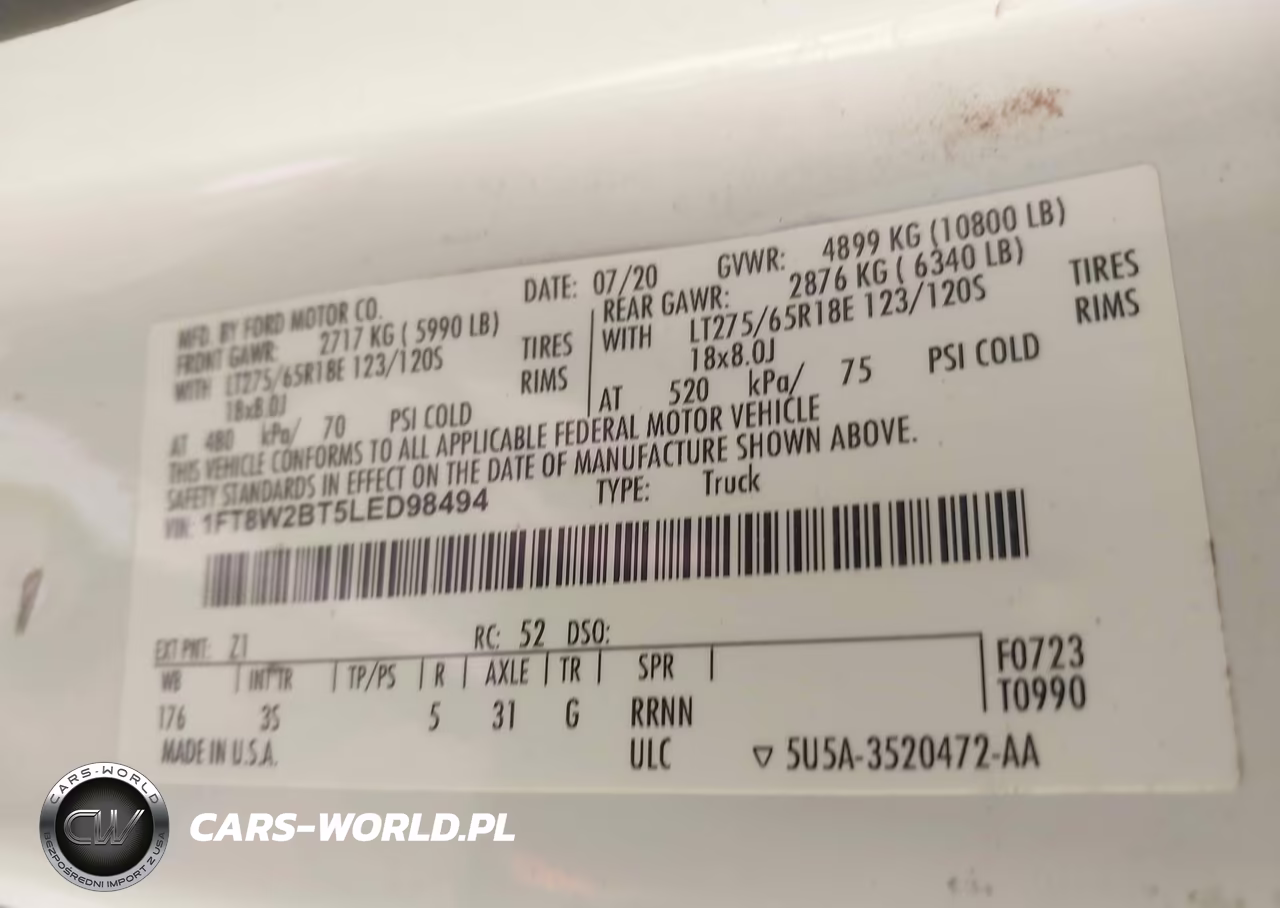 2020 Ford F-250 Xlt VIN:1FT8W2BT5LED98494 - 9