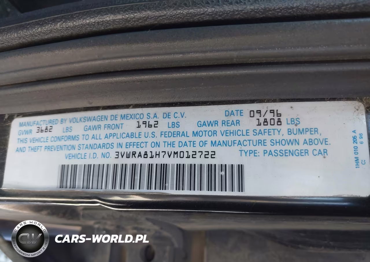 1997 Volkswagen Jetta Gl VIN:3VWRA81H7VM012722 - 9