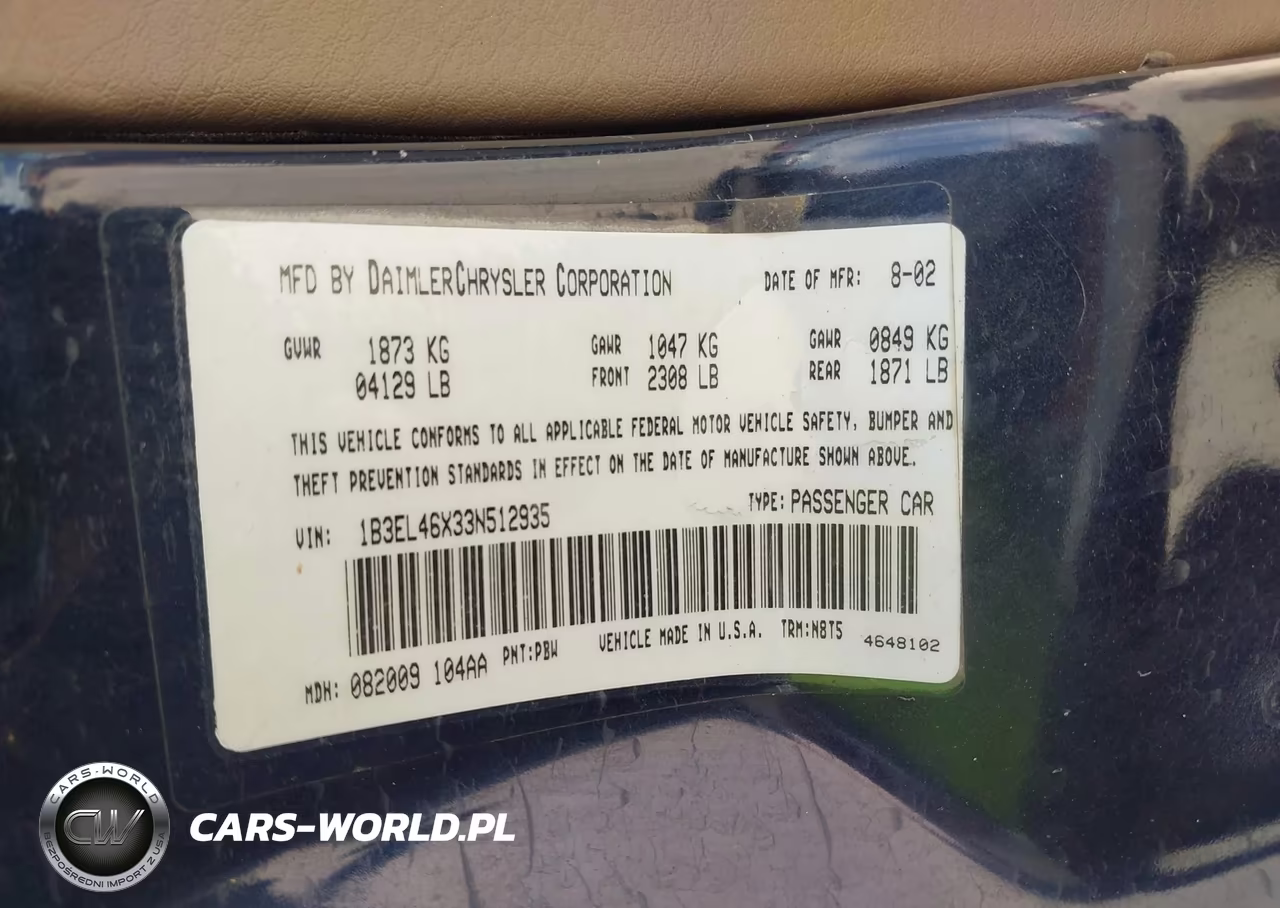 2003 Dodge Stratus Sxt VIN:1B3EL46X33N512935 - 9