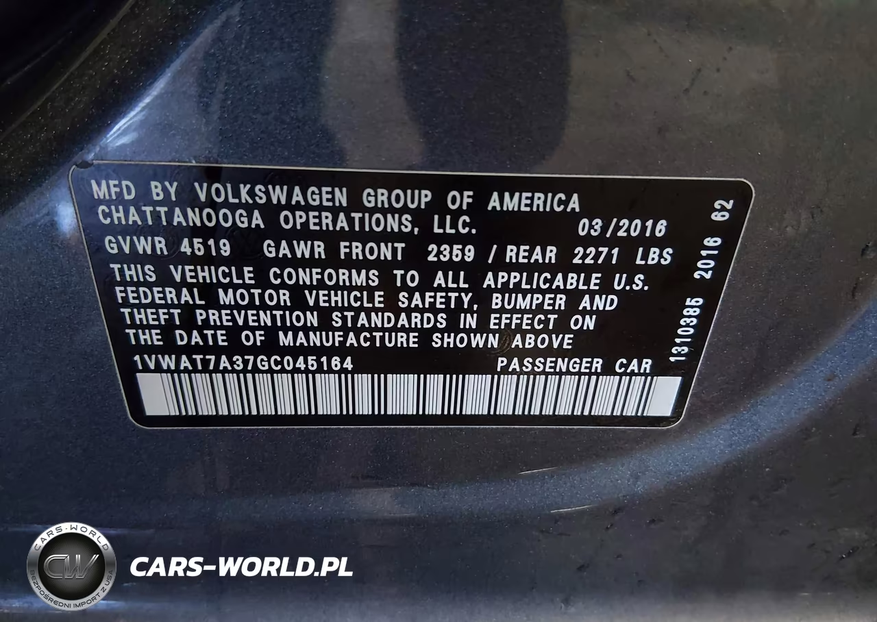 2016 Volkswagen Passat 1.8T S VIN:1VWAT7A37GC045164 - 9