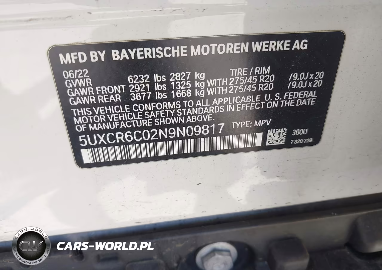 2022 BMW X5 xDrive40I VIN:5UXCR6C02N9N09817 - 9