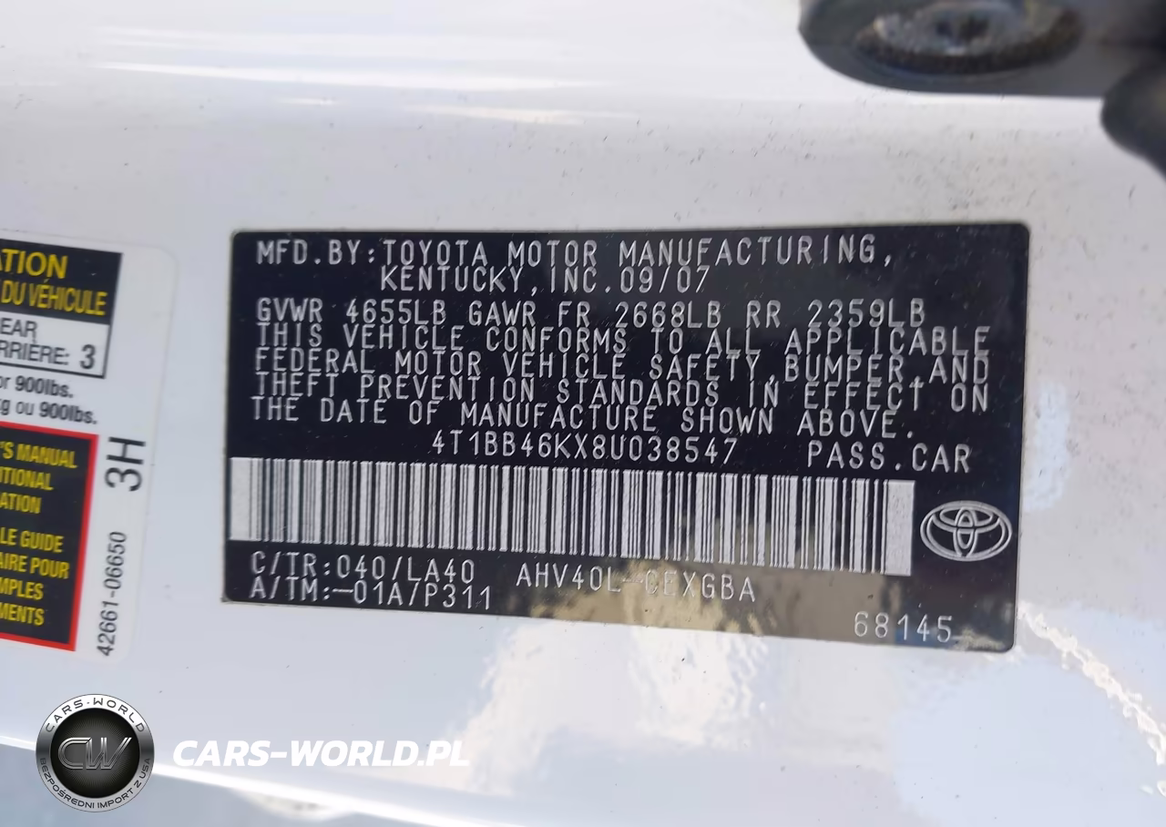 2008 Toyota Camry Hybrid VIN:4T1BB46KX8U038547 - 9