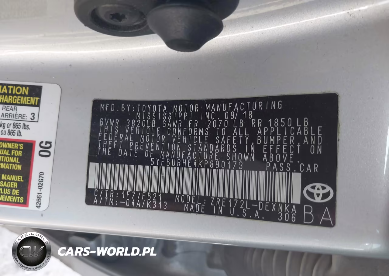 2019 Toyota Corolla Le VIN:5YFBURHE4KP890173 - 9