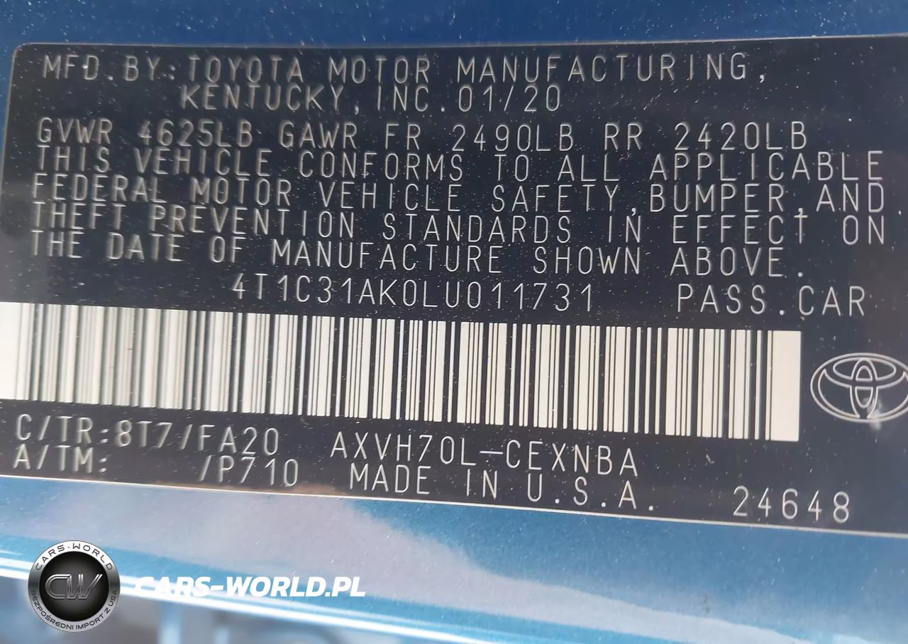 2020 Toyota Camry Le Hybrid VIN:4T1C31AK0LU011731 - 9