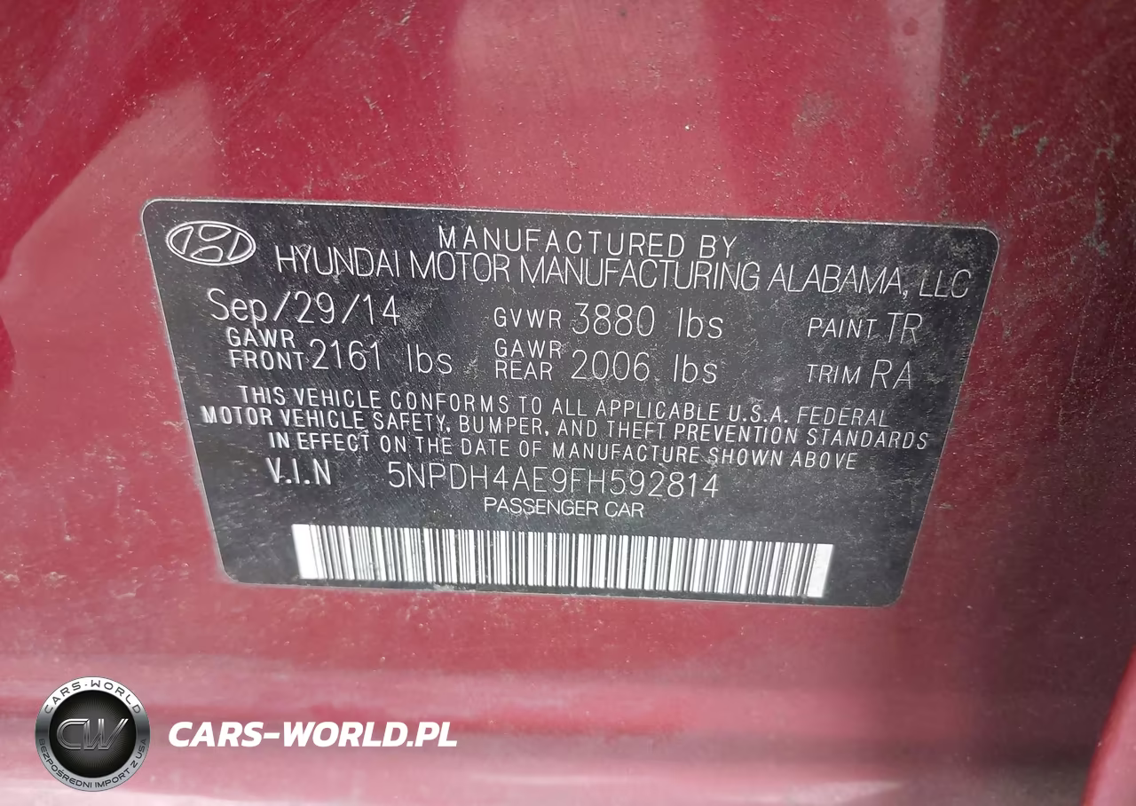 2015 Hyundai Elantra Se VIN:5NPDH4AE9FH592814 - 9