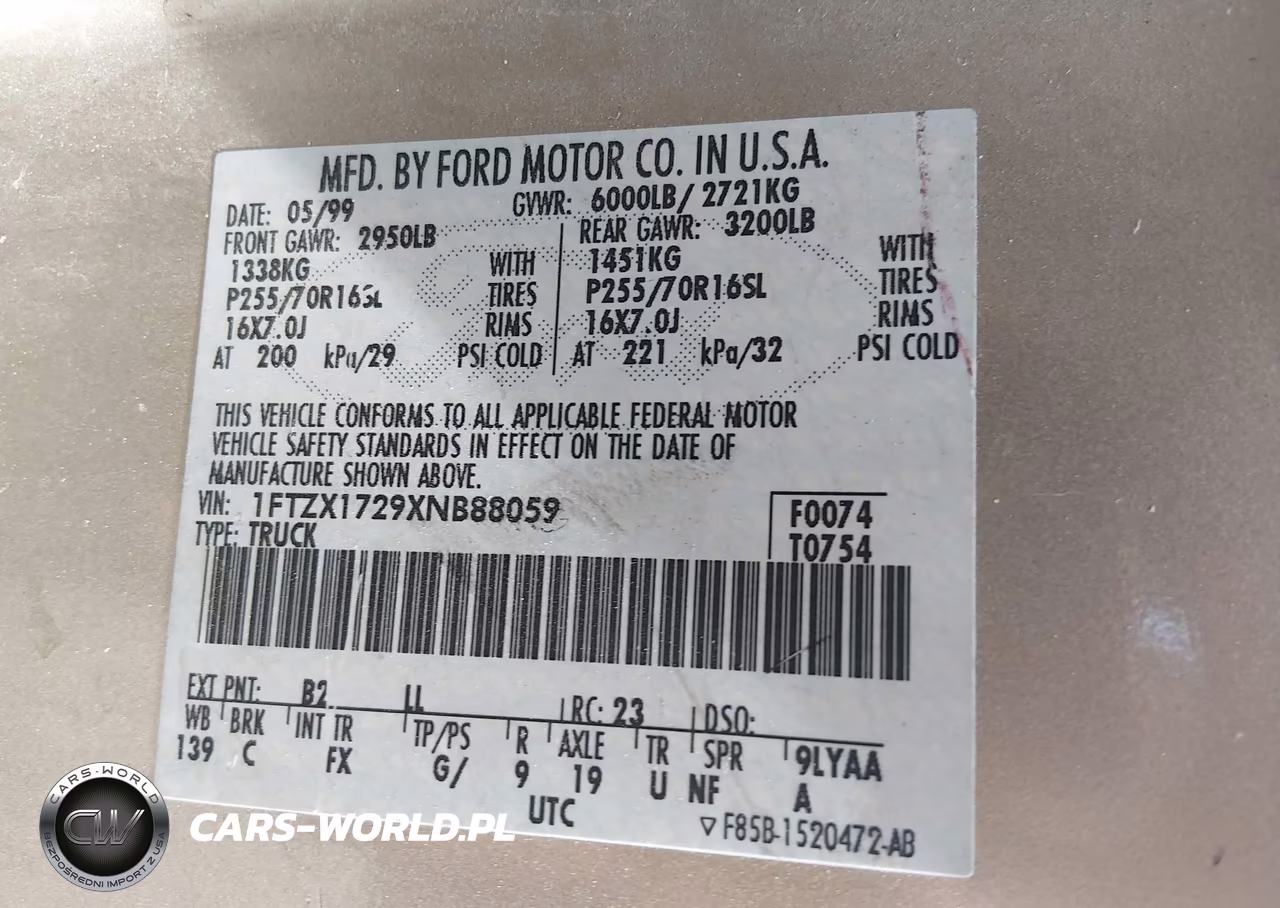 1999 Ford F-150 Work Series-Xl-Xlt VIN:1FTZX1729XNB88059 - 9