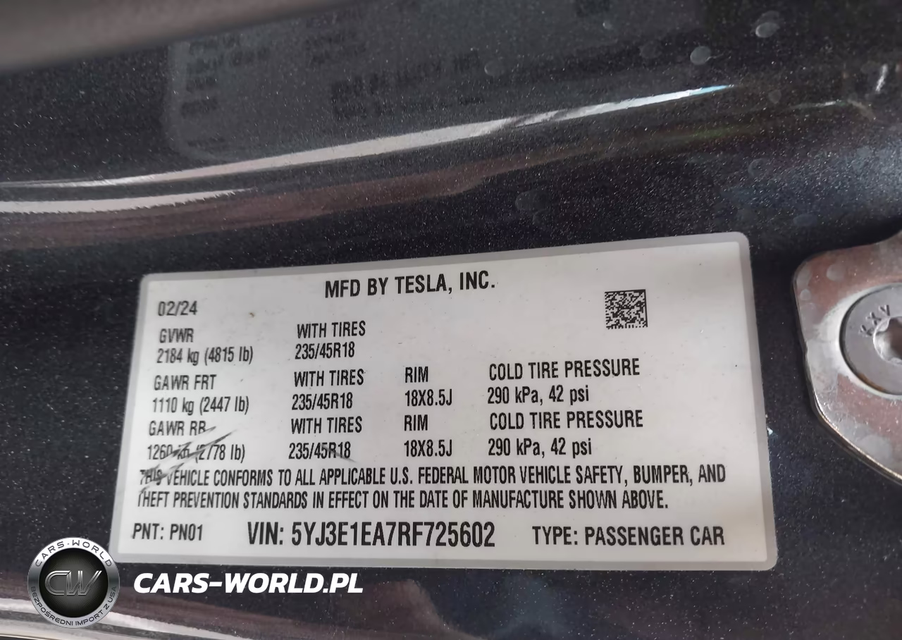 2024 Tesla Model 3 Long Range Dual Motor All-Wheel Drive-Rear-Wheel Drive VIN:5YJ3E1EA7RF725602 - 9