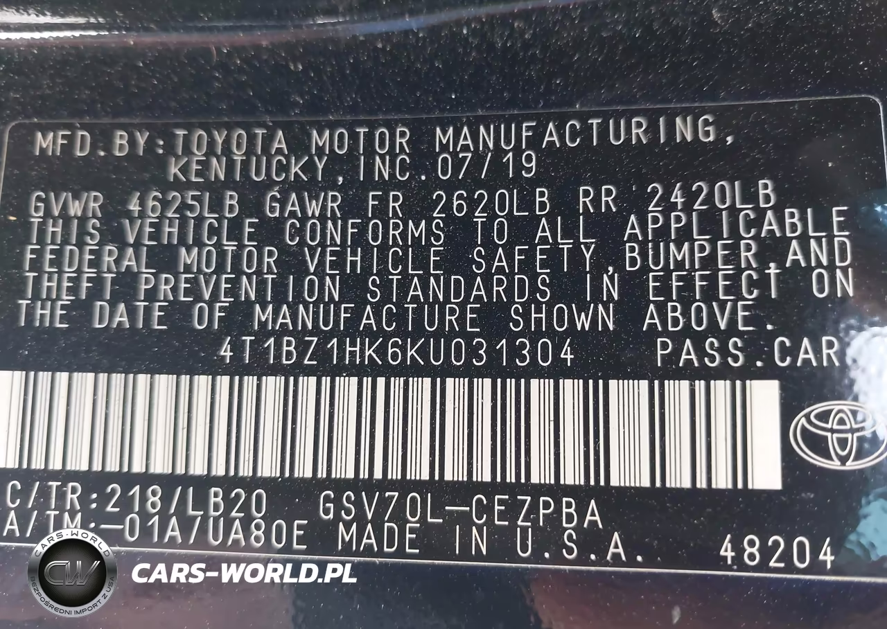 2019 Toyota Camry Xse V6 VIN:4T1BZ1HK6KU031304 - 9