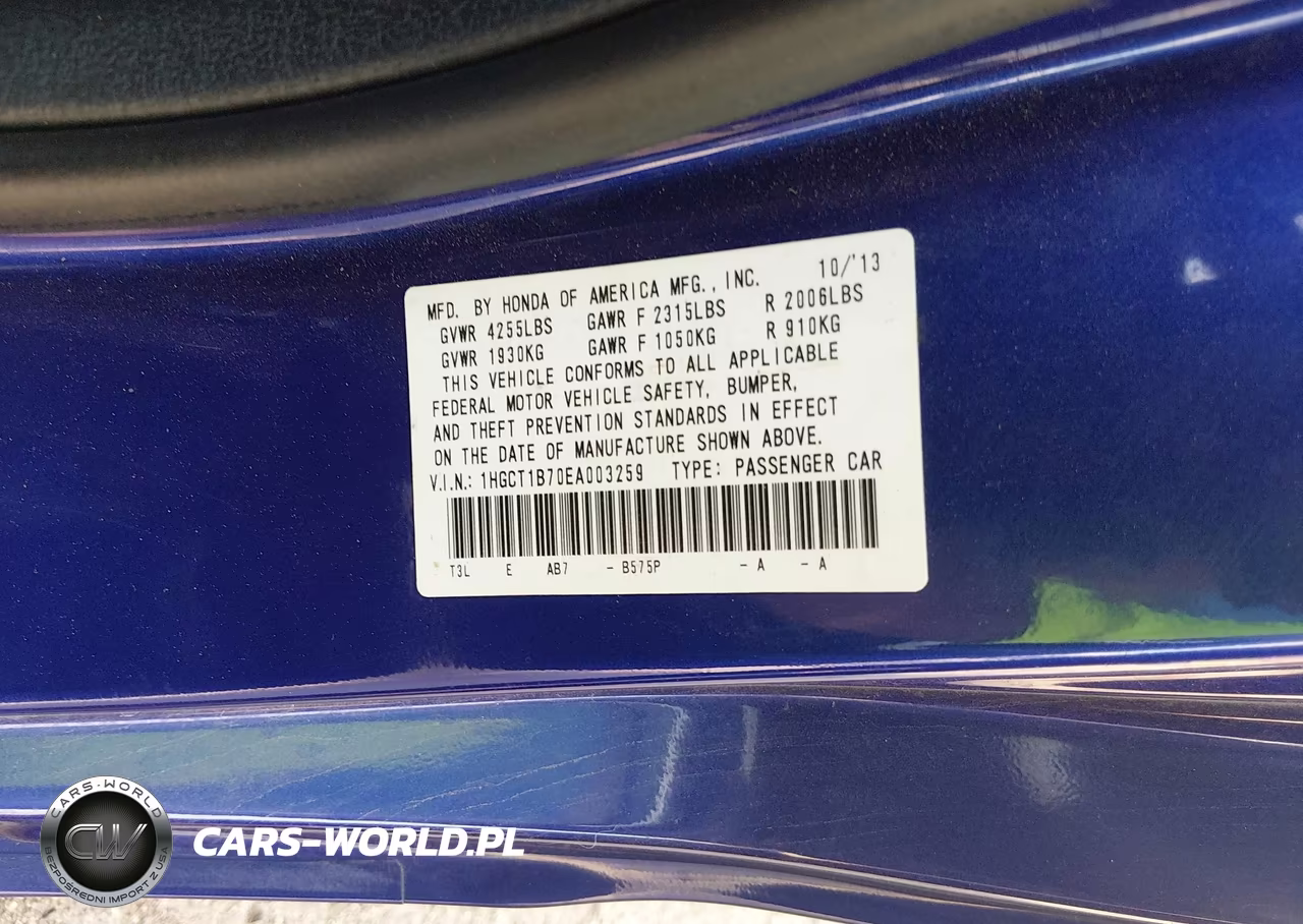 2014 Honda Accord Ex VIN:1HGCT1B70EA003259 - 9
