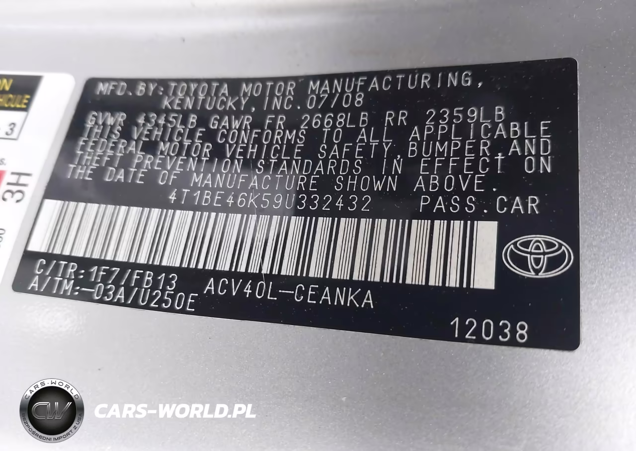 2009 Toyota Camry Le VIN:4T1BE46K59U332432 - 9