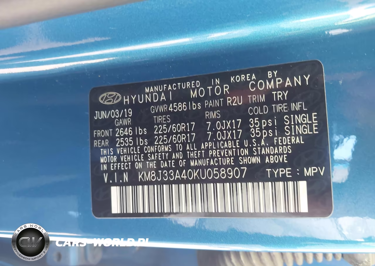 2019 Hyundai Tucson Value VIN:KM8J33A40KU058907 - 9