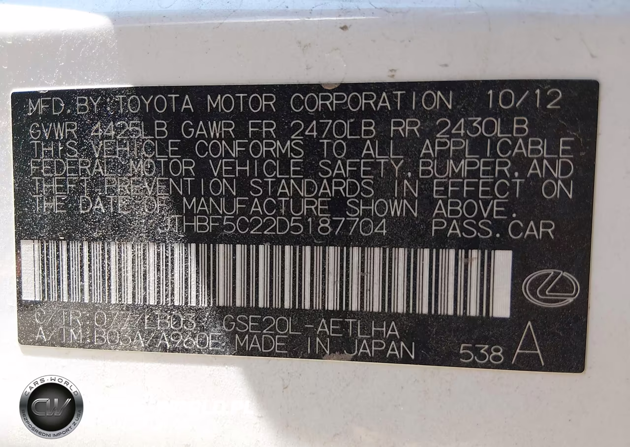 2013 Lexus Is 250 VIN:JTHBF5C22D5187704 - 9