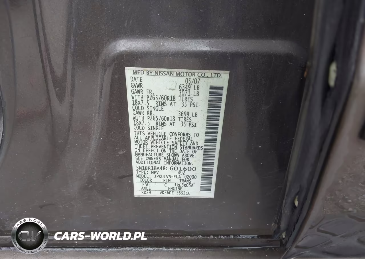 2008 Nissan Pathfinder Le V8 VIN:5N1BR18A48C601600 - 9