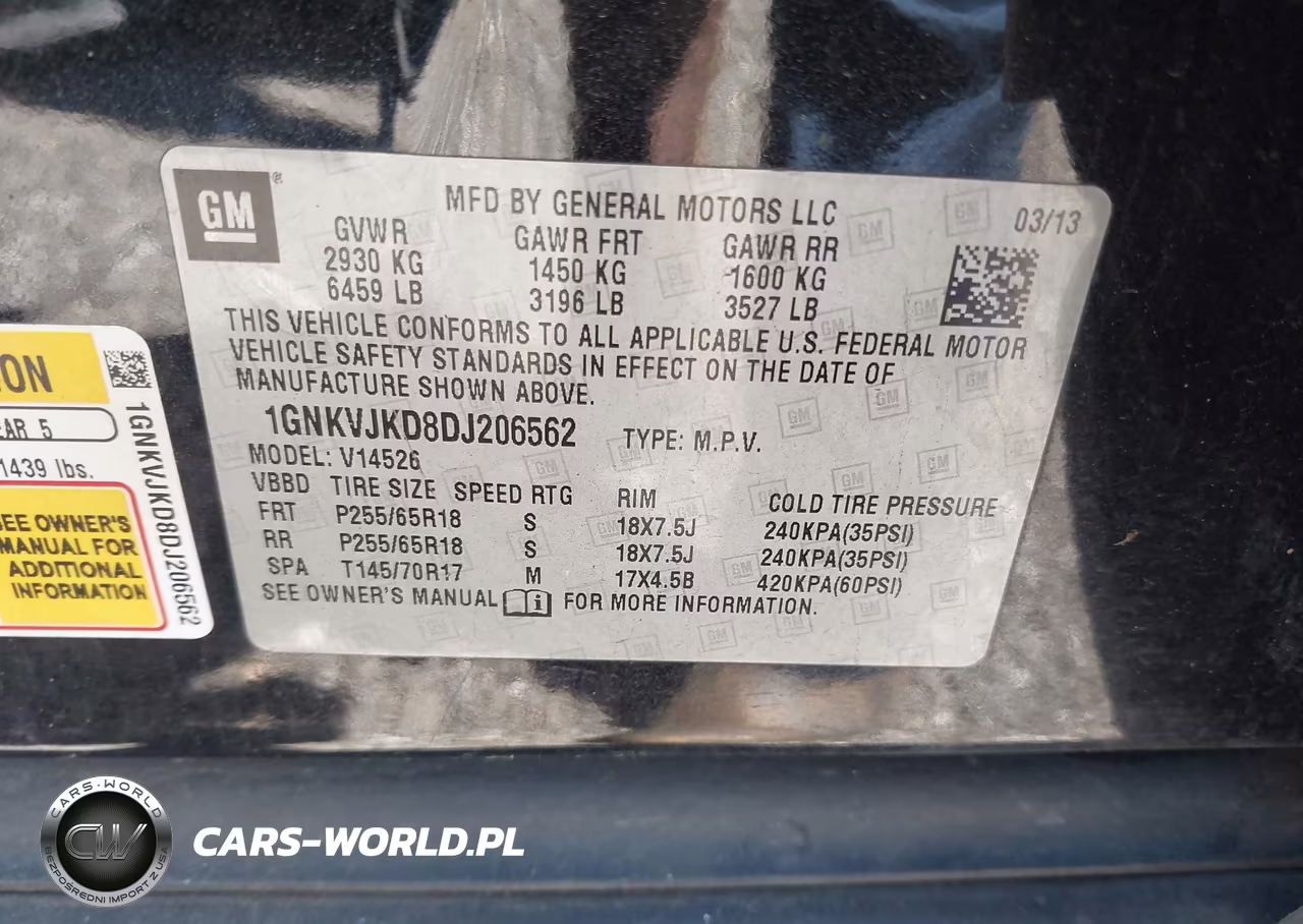 2013 Chevrolet Traverse 2Lt VIN:1GNKVJKD8DJ206562 - 9