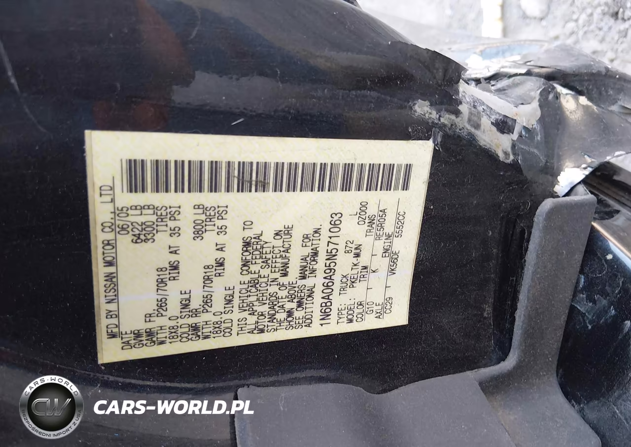 NISSAN TITAN XE VIN:1N6BA06A95N571063 - 9