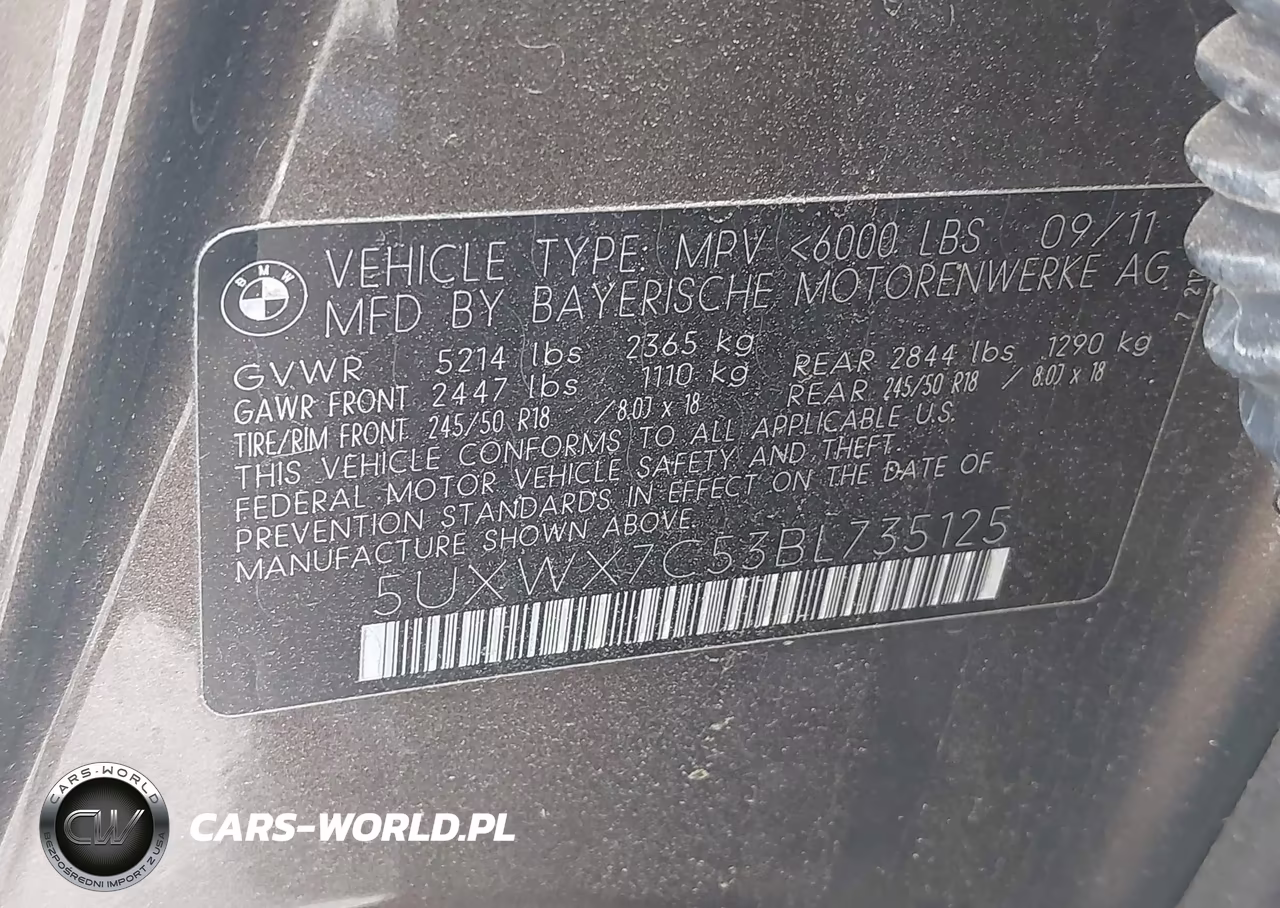 2011 BMW X3 xDrive35I VIN:5UXWX7C53BL735125 - 9