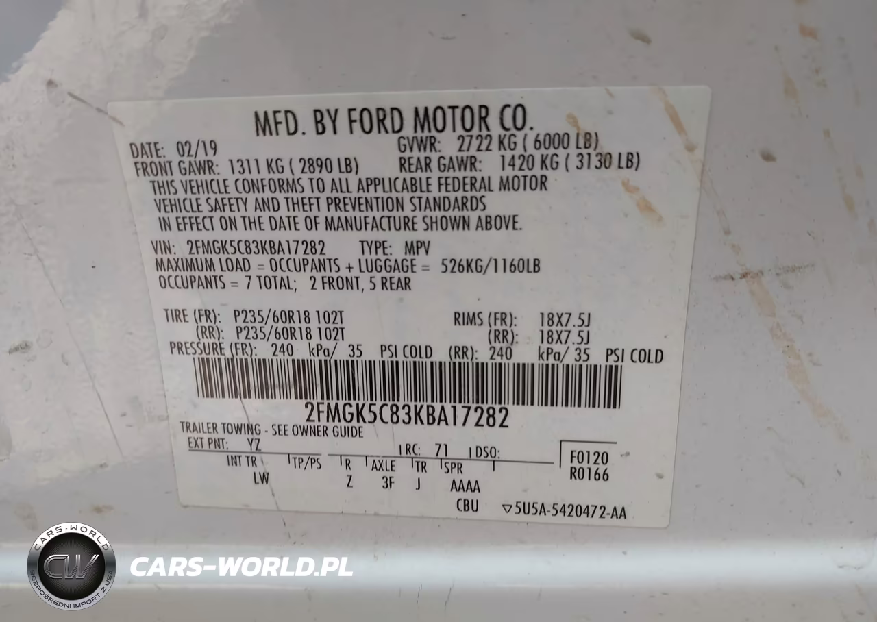 2019 Ford Flex Sel VIN:2FMGK5C83KBA17282 - 9