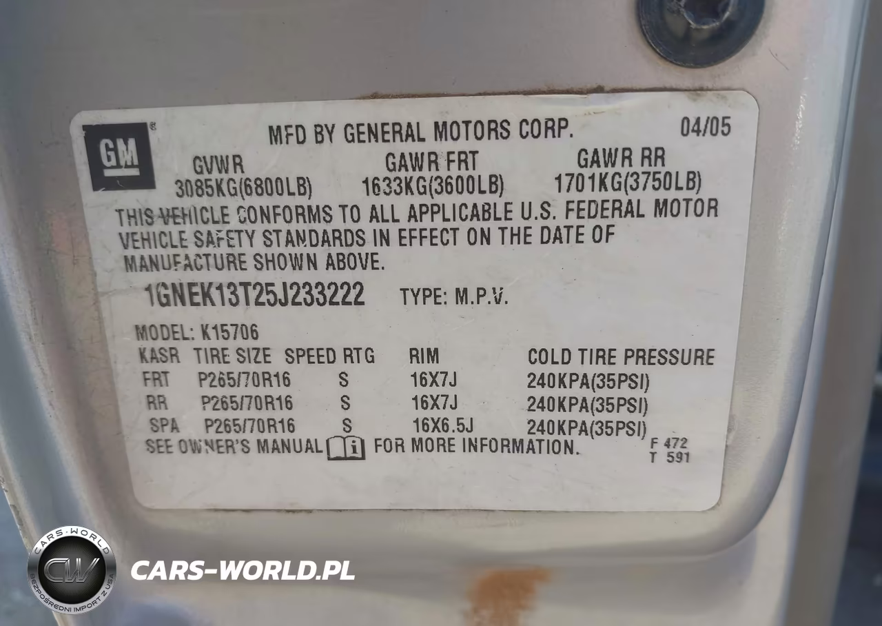 2005 Chevrolet Tahoe Ls VIN:1GNEK13T25J233222 - 9