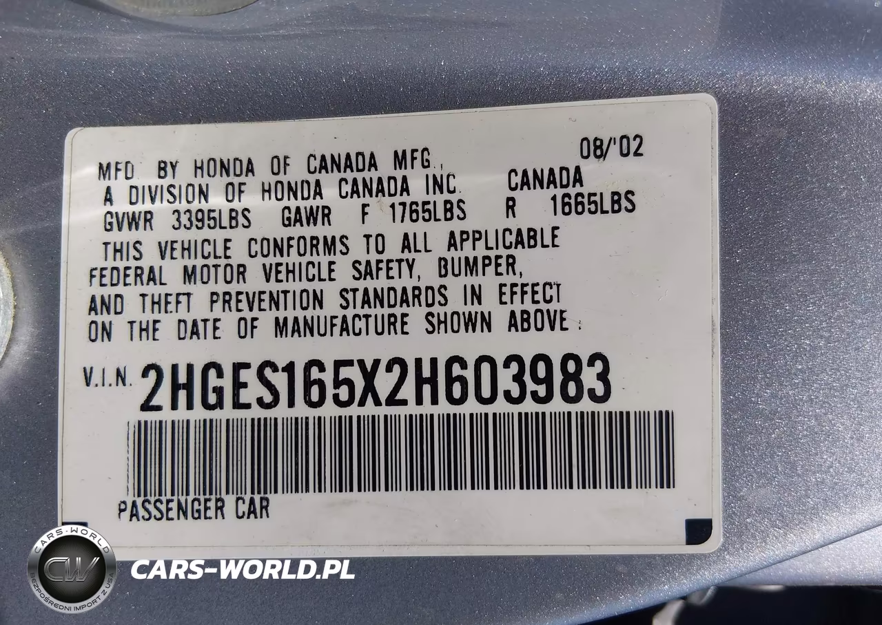 2002 Honda Civic Lx VIN:2HGES165X2H603983 - 9