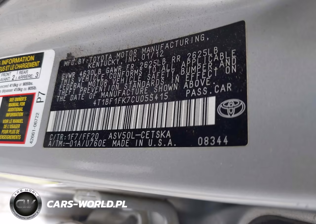 2012 Toyota Camry Se VIN:4T1BF1FK7CU055415 - 9