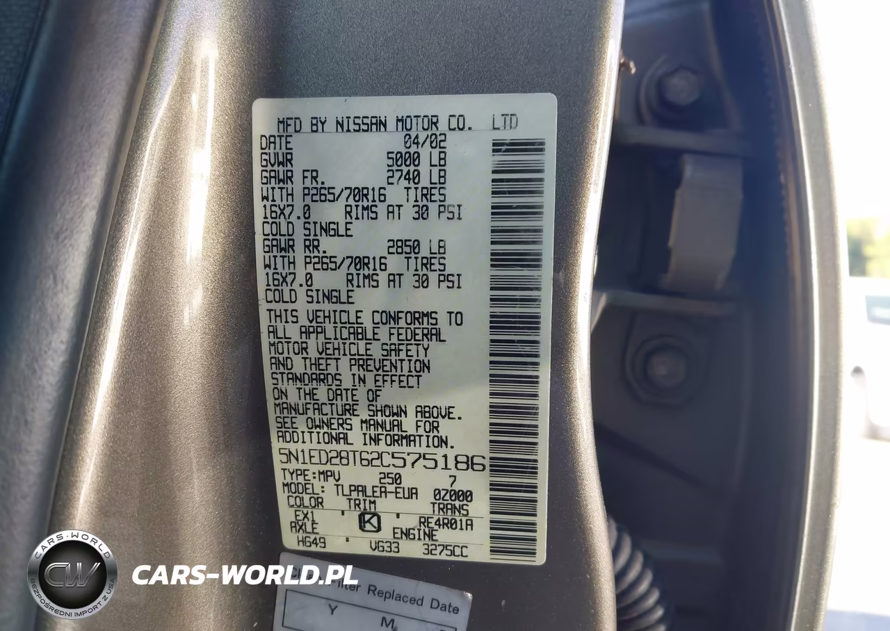 2002 Nissan Xterra Xe VIN:5N1ED28T62C575186 - 9