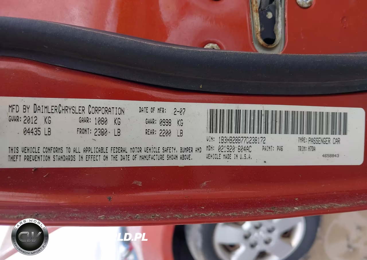 2007 Dodge Caliber VIN:1B3HB28B77D238172 - 9