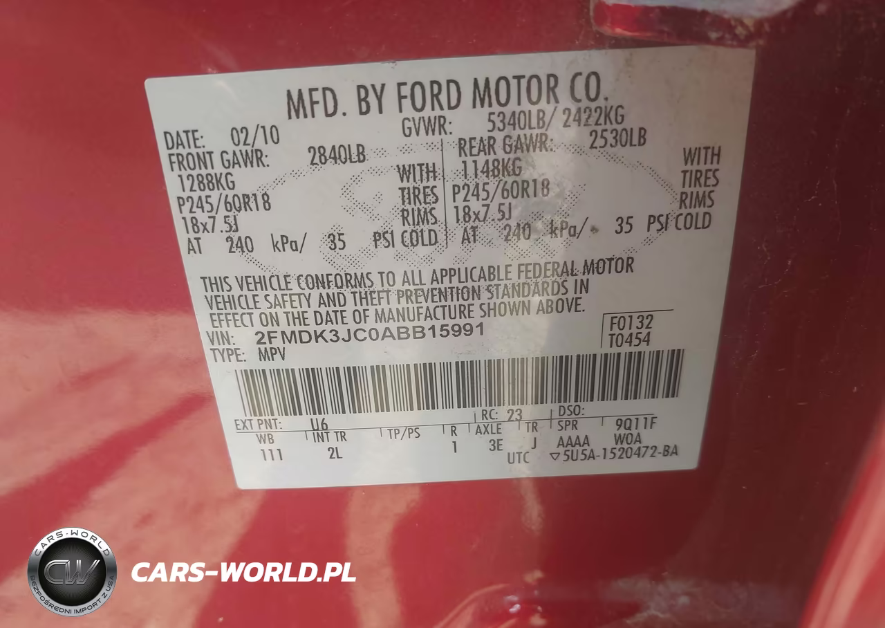 2010 Ford Edge Sel VIN:2FMDK3JC0ABB15991 - 9