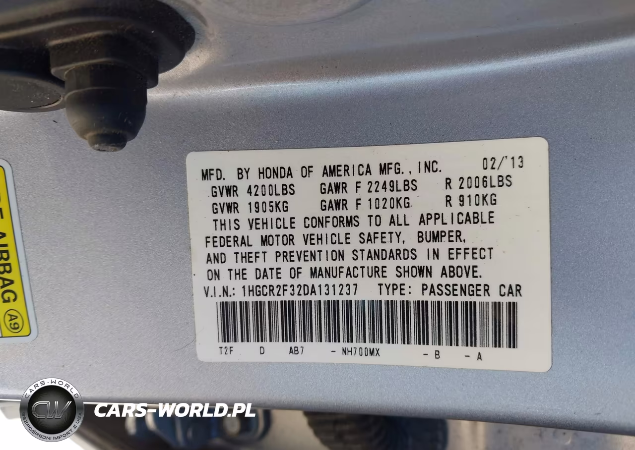 2013 Honda Accord Lx VIN:1HGCR2F32DA131237 - 9