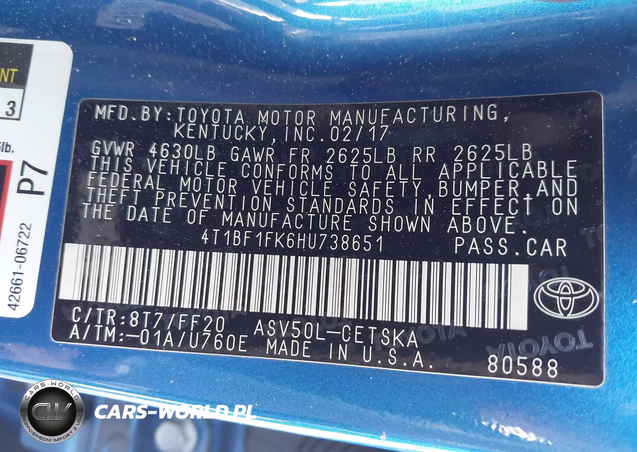 2017 Toyota Camry Se VIN:4T1BF1FK6HU738651 - 9