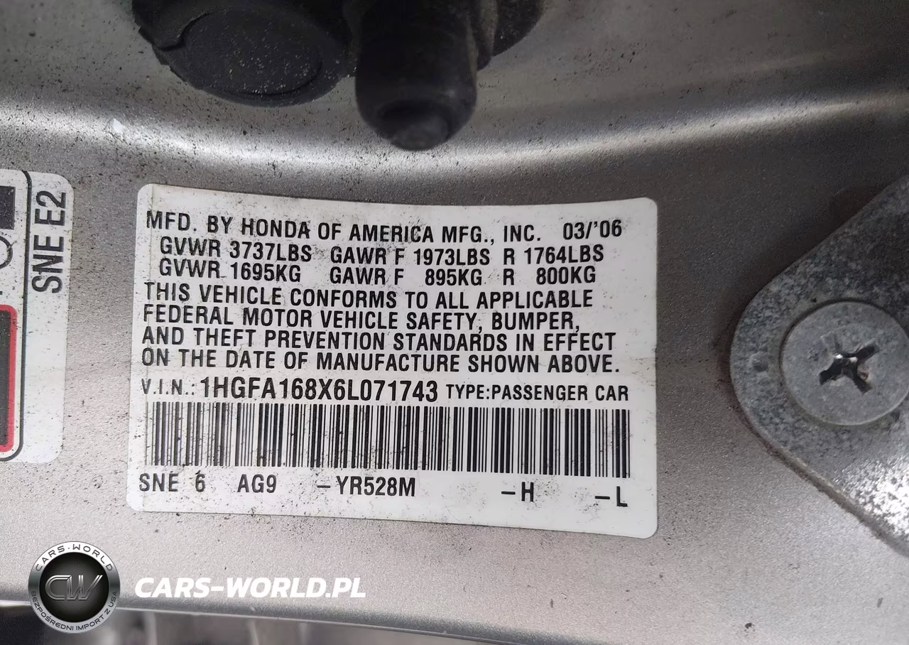 2006 Honda Civic Ex VIN:1HGFA168X6L071743 - 9