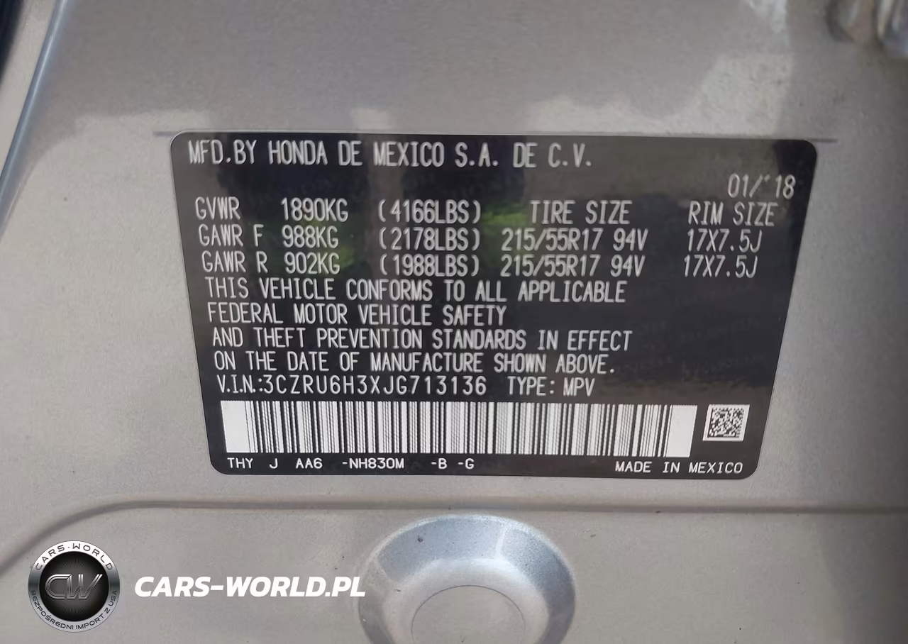 2018 Honda Hr-V Lx VIN:3CZRU6H3XJG713136 - 9