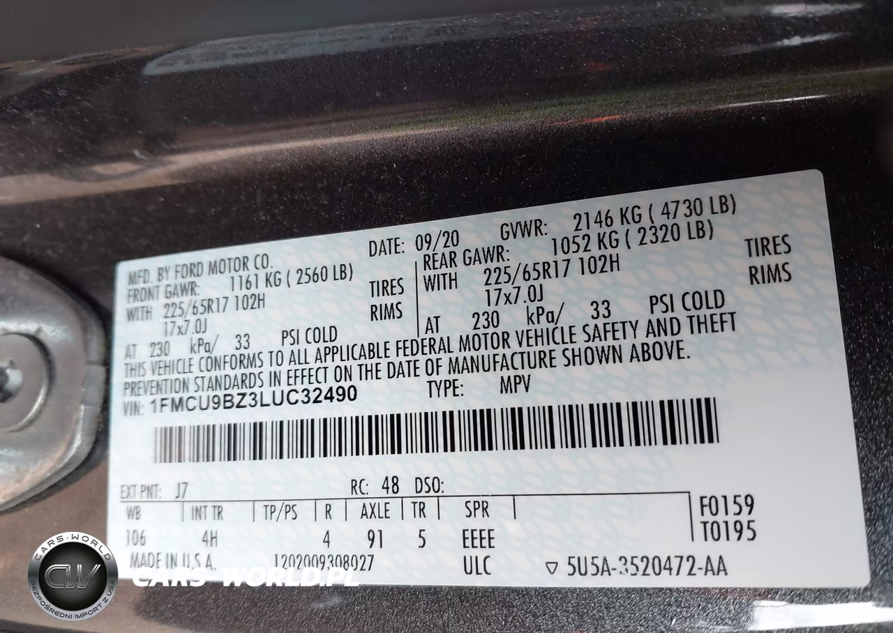 2020 Ford Escape Se Sport Hybrid VIN:1FMCU9BZ3LUC32490 - 9
