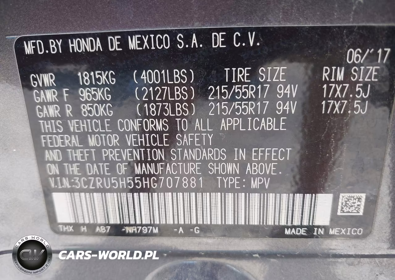 2017 Honda Hr-V Ex VIN:3CZRU5H55HG707881 - 9