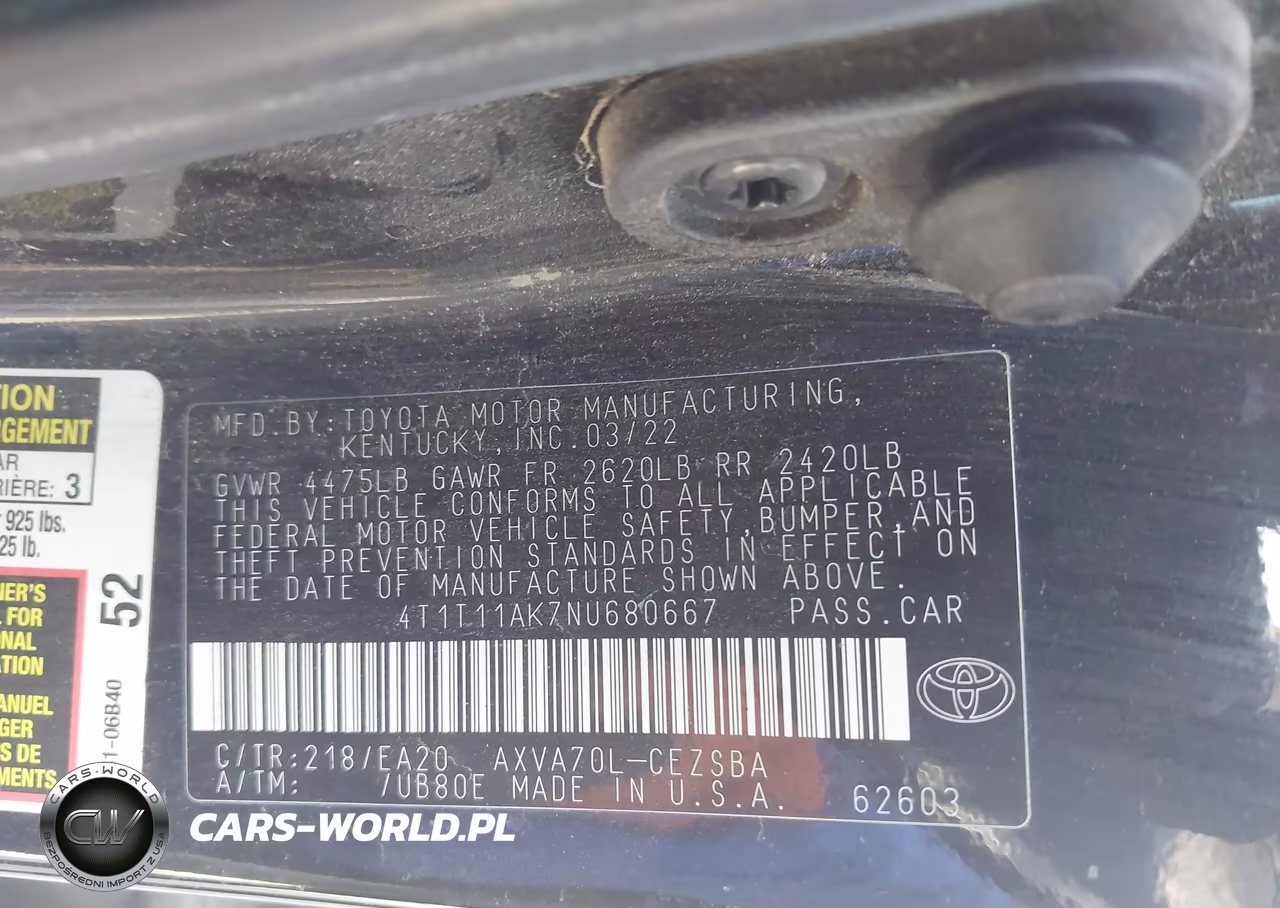 2022 Toyota Camry Se VIN:4T1T11AK7NU680667 - 9